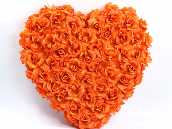 Kvetinové srdce plné-oranžová
