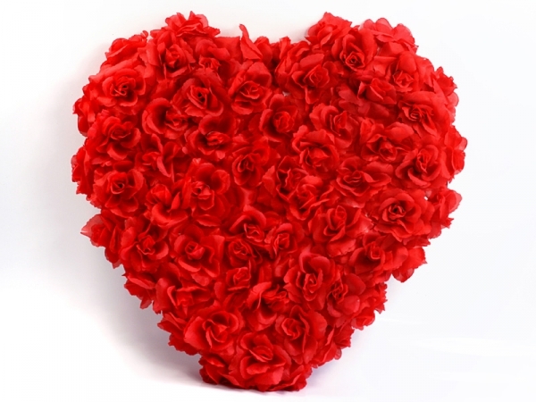 Kvetinové srdce plné-červená