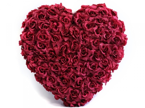 Kvetinové srdce plné-bordová