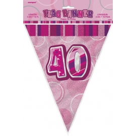 Vlajočky 40. narodeniny Glitz pink