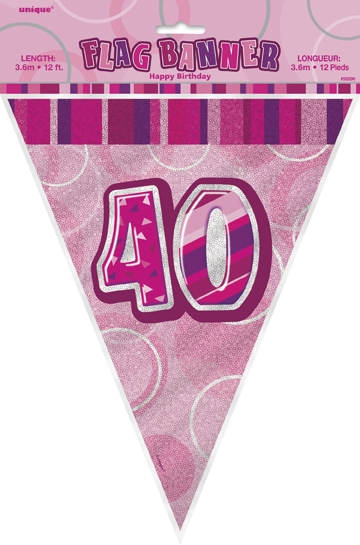 Vlajočky 40. narodeniny Glitz pink