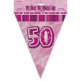 Vlajočky 50. narodeniny Glitz pink