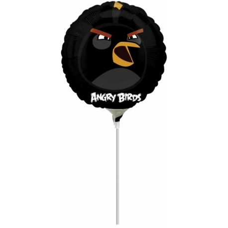 Mini fóliový balón Angry Birds čierny