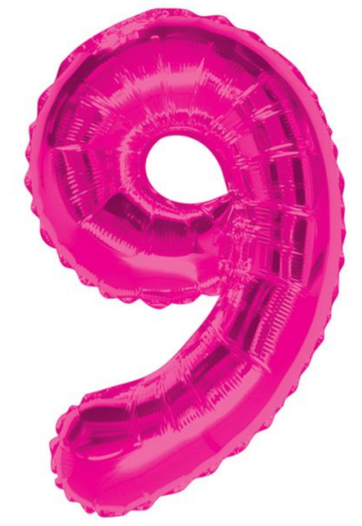 MAXI ružový fóliový balón 9. narodeniny