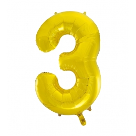 MAXI zlatý fóliový balón 3. narodeniny