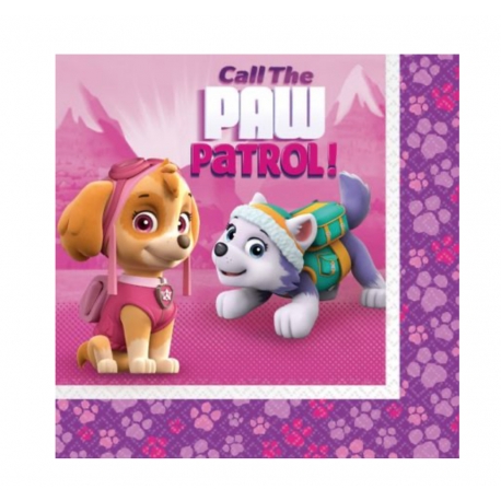 Servítky Labková patrola ružové 33cm 20ks